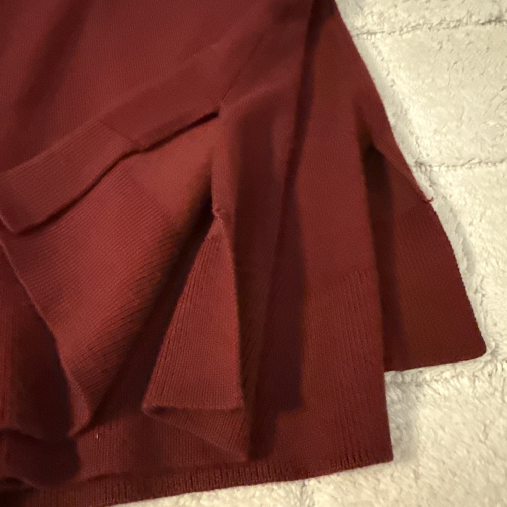 Womens Burgundy V-Neck Long Sleeve Tunic Sweater XL Casual Oversized Feminine - Picture 6 of 11